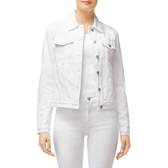 J BRAND Harlow Shrunken Denim Jacket In White Size Small - Picture 1 of 6